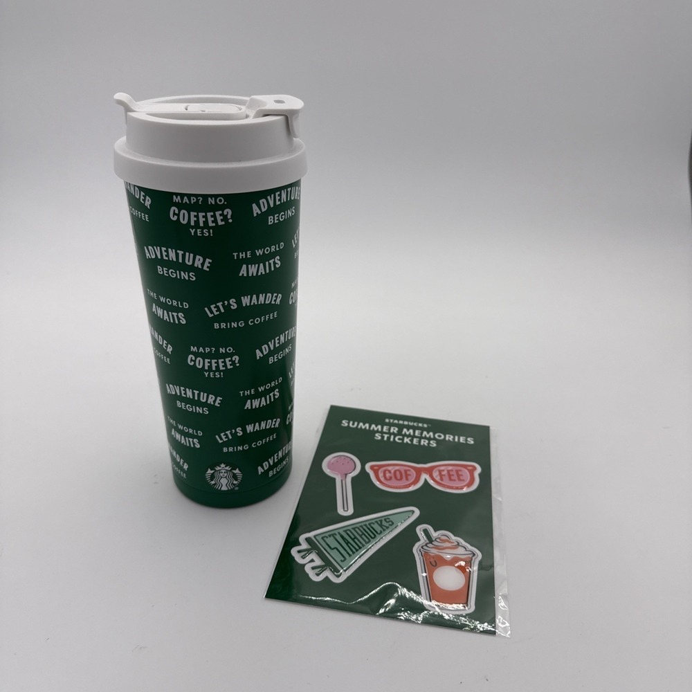 Starbucks Road Trip Series DUAL LID 20 Oz TUMBLER Sip or Straw & Stickers New